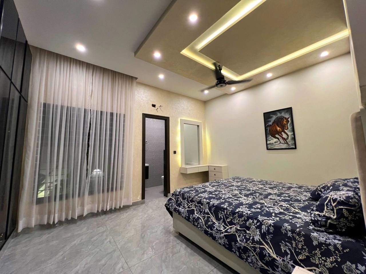 Bedroom with statement art